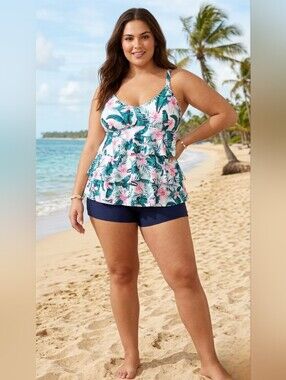 248. NWT - Ecupper - Floral Tiered Tankini Swimsuit